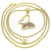 Oro Laminado Pendant Necklace, Gold Filled Style Butterfly Design, with Ruby Micro Pave, Polished, Golden Finish, 04.156.0053.2.20 (02 MM Thickness, 20 Inches Length)