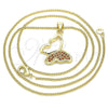 Oro Laminado Pendant Necklace, Gold Filled Style Butterfly Design, with Garnet Micro Pave, Polished, Golden Finish, 04.156.0053.3.20 (02 MM Thickness, 20 Inches Length)