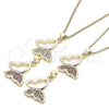 Oro Laminado Pendant Necklace, Gold Filled Style Butterfly Design, with Garnet Micro Pave, Polished, Golden Finish, 04.156.0053.3.20 (02 MM Thickness, 20 Inches Length)