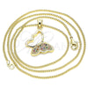 Oro Laminado Pendant Necklace, Gold Filled Style Butterfly Design, with Multicolor Micro Pave, Polished, Golden Finish, 04.156.0053.4.20 (02 MM Thickness, 20 Inches Length)