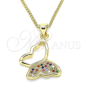 Gold Filled Necklace — Pendant Necklace Butterfly Design with Multicolor Micro Pave — main product view — SKU 135411 | Oro Laminado collar — Pendant Necklace Butterfly diseño with Multicolor Micro Pave — SKU 135411