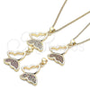 Oro Laminado Pendant Necklace, Gold Filled Style Butterfly Design, with Multicolor Micro Pave, Polished, Golden Finish, 04.156.0053.4.20 (02 MM Thickness, 20 Inches Length)