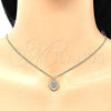 Oro Laminado Pendant Necklace, Gold Filled Style Heart Design, with White Micro Pave, Polished, Golden Finish, 04.156.0327.20 (02 MM Thickness, 20 Inches Length)