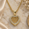 Oro Laminado Pendant Necklace, Gold Filled Style Heart Design, with White Micro Pave, Polished, Golden Finish, 04.156.0327.20 (02 MM Thickness, 20 Inches Length)