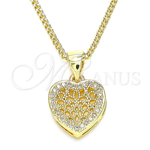 Gold Filled Necklace — Pendant Necklace Heart Design with White Micro Pave — main product view — SKU 135423 | Oro Laminado collar — Pendant Necklace corazón diseño with blanco Micro Pave — SKU 135423