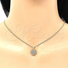 Oro Laminado Pendant Necklace, Gold Filled Style Heart Design, with Ruby Micro Pave, Polished, Golden Finish, 04.156.0327.1.20 (02 MM Thickness, 20 Inches Length)