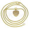 Oro Laminado Pendant Necklace, Gold Filled Style Heart Design, with Ruby Micro Pave, Polished, Golden Finish, 04.156.0327.1.20 (02 MM Thickness, 20 Inches Length)