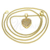 Oro Laminado Pendant Necklace, Gold Filled Style Heart Design, with Garnet Micro Pave, Polished, Golden Finish, 04.156.0327.2.20 (02 MM Thickness, 20 Inches Length)