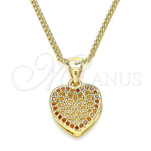 Gold Filled Necklace — Pendant Necklace Heart Design with Garnet Micro Pave — main product view — SKU 135425 | Oro Laminado collar — Pendant Necklace corazón diseño with Garnet Micro Pave — SKU 135425