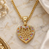 Oro Laminado Pendant Necklace, Gold Filled Style Heart Design, with Multicolor Micro Pave, Polished, Golden Finish, 04.156.0327.3.20 (02 MM Thickness, 20 Inches Length)
