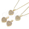 Oro Laminado Pendant Necklace, Gold Filled Style Heart Design, with Multicolor Micro Pave, Polished, Golden Finish, 04.156.0327.3.20 (02 MM Thickness, 20 Inches Length)