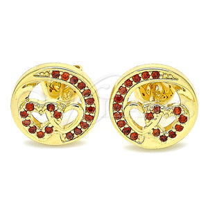 Gold Filled Ring — Stud Earring Heart Design with Garnet Micro Pave — main product view — SKU 135436 | Oro Laminado anillo — Stud Earring corazón diseño with Garnet Micro Pave — SKU 135436