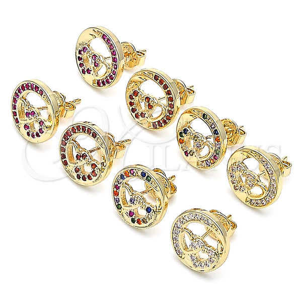 Gold Filled Ring — Stud Earring Heart Design with Garnet Micro Pave — alternate product view — SKU 135436 | Oro Laminado anillo — Stud Earring corazón diseño with Garnet Micro Pave — SKU 135436