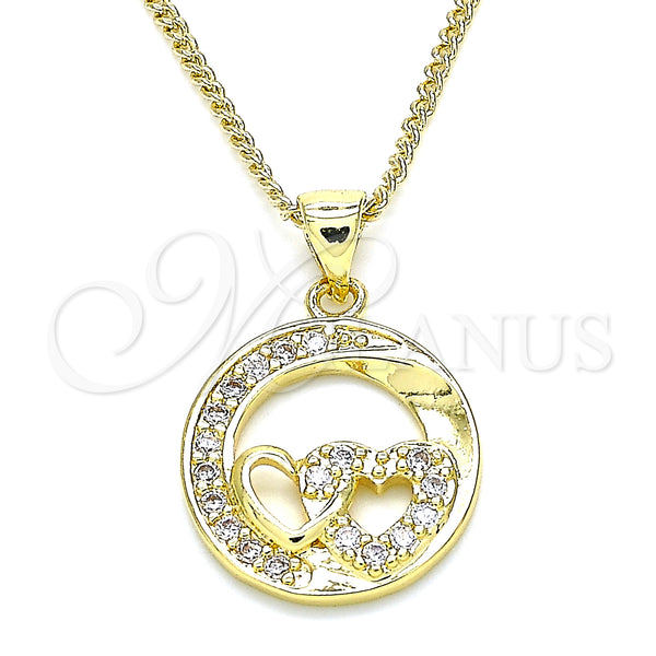Gold Filled Necklace — Pendant Necklace Heart Design with White Micro Pave — main product view — SKU 135438 | Oro Laminado collar — Pendant Necklace corazón diseño with blanco Micro Pave — SKU 135438