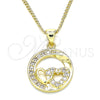 Oro Laminado Pendant Necklace, Gold Filled Style Heart Design, with White Micro Pave, Polished, Golden Finish, 04.156.0328.20 (02 MM Thickness, 20 Inches Length)