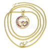 Oro Laminado Pendant Necklace, Gold Filled Style Heart Design, with Ruby Micro Pave, Polished, Golden Finish, 04.156.0328.1.20 (02 MM Thickness, 20 Inches Length)