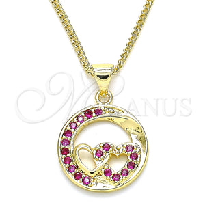Gold Filled Necklace — Pendant Necklace Heart Design with Ruby Micro Pave — main product view — SKU 135439 | Oro Laminado collar — Pendant Necklace corazón diseño with Ruby Micro Pave — SKU 135439