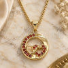Oro Laminado Pendant Necklace, Gold Filled Style Heart Design, with Garnet Micro Pave, Polished, Golden Finish, 04.156.0328.2.20 (02 MM Thickness, 20 Inches Length)
