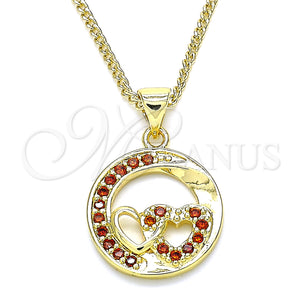 Gold Filled Necklace — Pendant Necklace Heart Design with Garnet Micro Pave — main product view — SKU 135440 | Oro Laminado collar — Pendant Necklace corazón diseño with Garnet Micro Pave — SKU 135440