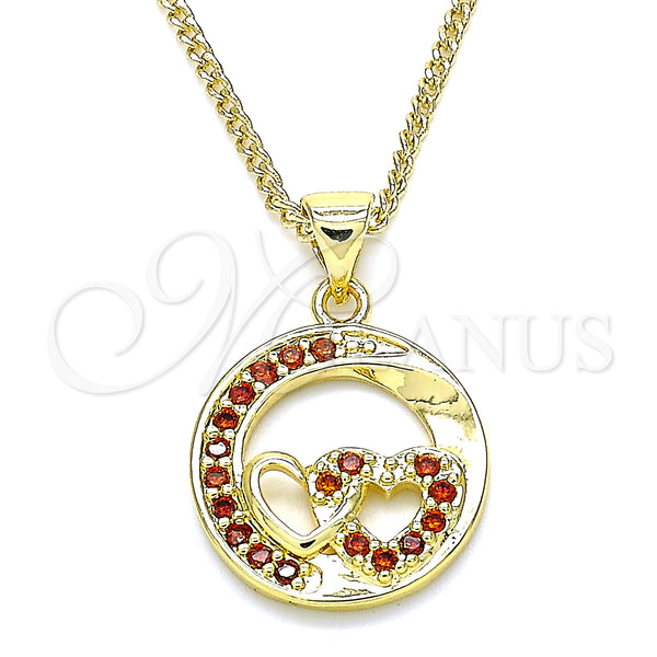 Gold Filled Necklace — Pendant Necklace Heart Design with Garnet Micro Pave — main product view — SKU 135440 | Oro Laminado collar — Pendant Necklace corazón diseño with Garnet Micro Pave — SKU 135440