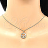 Oro Laminado Pendant Necklace, Gold Filled Style Heart Design, with Multicolor Micro Pave, Polished, Golden Finish, 04.156.0328.3.20 (02 MM Thickness, 20 Inches Length)