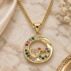 Oro Laminado Pendant Necklace, Gold Filled Style Heart Design, with Multicolor Micro Pave, Polished, Golden Finish, 04.156.0328.3.20 (02 MM Thickness, 20 Inches Length)