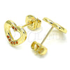 Oro Laminado Stud Earring, Gold Filled Style Heart Design, with Garnet Micro Pave, Polished, Golden Finish, 02.156.0469.2