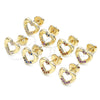 Oro Laminado Stud Earring, Gold Filled Style Heart Design, with Garnet Micro Pave, Polished, Golden Finish, 02.156.0469.2