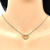 Oro Laminado Pendant Necklace, Gold Filled Style Heart Design, with Ruby Micro Pave, Polished, Golden Finish, 04.156.0329.1.20 (02 MM Thickness, 18 Inches Length)