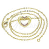 Oro Laminado Pendant Necklace, Gold Filled Style Heart Design, with Ruby Micro Pave, Polished, Golden Finish, 04.156.0329.1.20 (02 MM Thickness, 18 Inches Length)