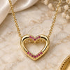 Oro Laminado Pendant Necklace, Gold Filled Style Heart Design, with Ruby Micro Pave, Polished, Golden Finish, 04.156.0329.1.20 (02 MM Thickness, 18 Inches Length)