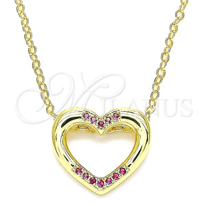 Gold Filled Necklace — Pendant Necklace Heart Design with Ruby Micro Pave — main product view — SKU 135454 | Oro Laminado collar — Pendant Necklace corazón diseño with Ruby Micro Pave — SKU 135454