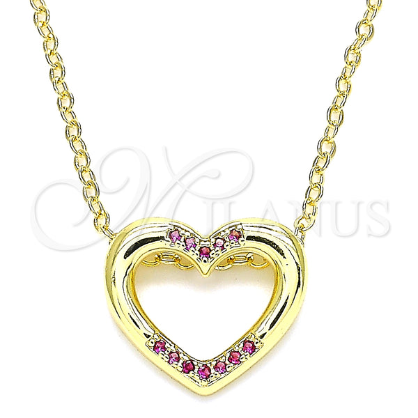 Gold Filled Necklace — Pendant Necklace Heart Design with Ruby Micro Pave — main product view — SKU 135454 | Oro Laminado collar — Pendant Necklace corazón diseño with Ruby Micro Pave — SKU 135454