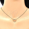 Oro Laminado Pendant Necklace, Gold Filled Style Heart Design, with Garnet Micro Pave, Polished, Golden Finish, 04.156.0329.2.20 (02 MM Thickness, 18 Inches Length)