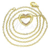 Oro Laminado Pendant Necklace, Gold Filled Style Heart Design, with Garnet Micro Pave, Polished, Golden Finish, 04.156.0329.2.20 (02 MM Thickness, 18 Inches Length)