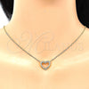 Oro Laminado Pendant Necklace, Gold Filled Style Heart Design, with Multicolor Micro Pave, Polished, Golden Finish, 04.156.0329.3.20 (02 MM Thickness, 18 Inches Length)