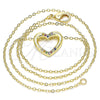 Oro Laminado Pendant Necklace, Gold Filled Style Heart Design, with Multicolor Micro Pave, Polished, Golden Finish, 04.156.0329.3.20 (02 MM Thickness, 18 Inches Length)