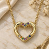 Oro Laminado Pendant Necklace, Gold Filled Style Heart Design, with Multicolor Micro Pave, Polished, Golden Finish, 04.156.0329.3.20 (02 MM Thickness, 18 Inches Length)