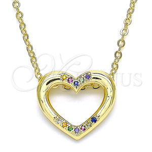 Gold Filled Necklace — Pendant Necklace Heart Design with Multicolor Micro Pave — main product view — SKU 135456 | Oro Laminado collar — Pendant Necklace corazón diseño with Multicolor Micro Pave — SKU 135456
