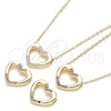 Oro Laminado Pendant Necklace, Gold Filled Style Heart Design, with Multicolor Micro Pave, Polished, Golden Finish, 04.156.0329.3.20 (02 MM Thickness, 18 Inches Length)