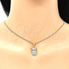 Oro Laminado Pendant Necklace, Gold Filled Style Dragon-Fly and Heart Design, with White Micro Pave, Polished, Golden Finish, 04.156.0330.20 (02 MM Thickness, 20 Inches Length)