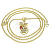 Oro Laminado Pendant Necklace, Gold Filled Style Dragon-Fly and Heart Design, with Garnet Micro Pave, Polished, Golden Finish, 04.156.0330.2.20 (02 MM Thickness, 20 Inches Length)