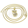 Oro Laminado Pendant Necklace, Gold Filled Style Dragon-Fly and Heart Design, with Multicolor Micro Pave, Polished, Golden Finish, 04.156.0330.3.20 (02 MM Thickness, 20 Inches Length)