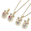 Oro Laminado Pendant Necklace, Gold Filled Style Dragon-Fly and Heart Design, with Multicolor Micro Pave, Polished, Golden Finish, 04.156.0330.3.20 (02 MM Thickness, 20 Inches Length)