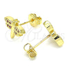 Oro Laminado Stud Earring, Gold Filled Style Dragon-Fly Design, with Ruby Micro Pave, Polished, Golden Finish, 02.156.0470.1