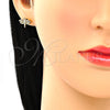 Oro Laminado Stud Earring, Gold Filled Style Dragon-Fly Design, with Multicolor Micro Pave, Polished, Golden Finish, 02.156.0470.3
