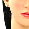 Oro Laminado Earring and Pendant Adult Set, Gold Filled Style Dragon-Fly and Heart Design, with Ruby Micro for wholesale, additional product view 3