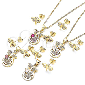 Gold Filled Ring — Earring and Pendant Adult Set Dragon-Fly and Heart — main product view — SKU 135466 | Oro Laminado anillo — Earring and Pendant Adult Set Dragon-Fly and corazón — SKU 135466