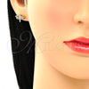 Oro Laminado Earring and Pendant Adult Set, Gold Filled Style Dragon-Fly Design, with Garnet Micro Pave, Polished, Golden Finish, 10.156.0270.2