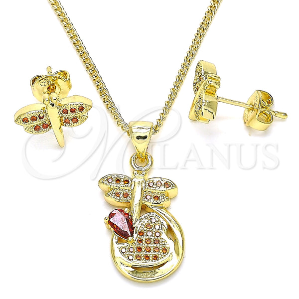 Gold Filled Ring — Earring and Pendant Adult Set Dragon-Fly Design with — main product view — SKU 135467 | Oro Laminado anillo — Earring and Pendant Adult Set Dragon-Fly diseño with — SKU 135467